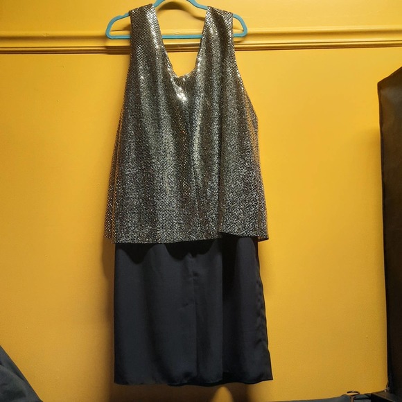 Y2K Patra Woman Black with Gold sequin v-neck top Midi formal dress 24 - Picture 1 of 5